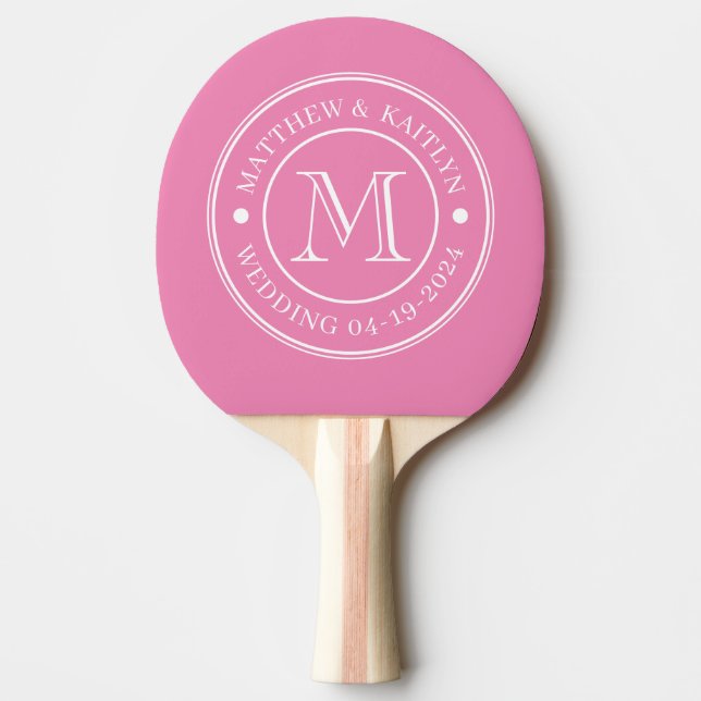 Rosa vigselmonogram pingisracket (Framsidan)