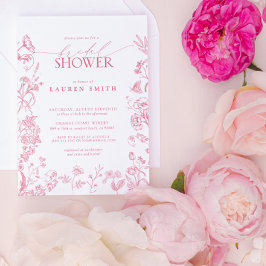 Rosa Viktorian Blommigt Elegant Möhippa Inbjudningar