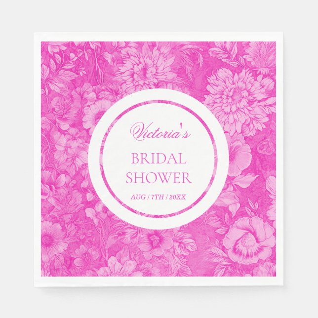 Rosa viktorianska blommor bröllopsdusch  pappersservett (Framsidan)