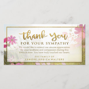 Rosa Vild Blommor Golden Tack Sympathy Card Kort