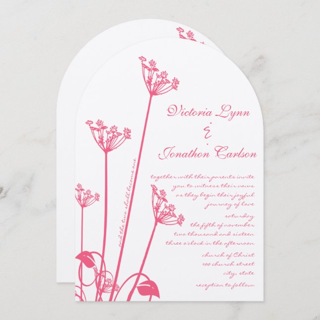 Rosa Vild Blommor Swirl-inbjudan Inbjudningar (Fram/baksida)