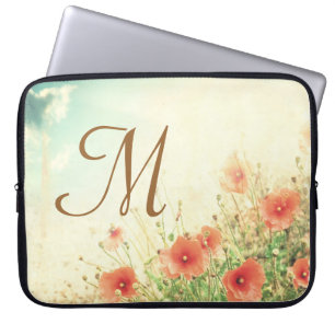 Rosa Vild Flowers Monogram 15-tums bärbar dator Fo Laptop Fodral