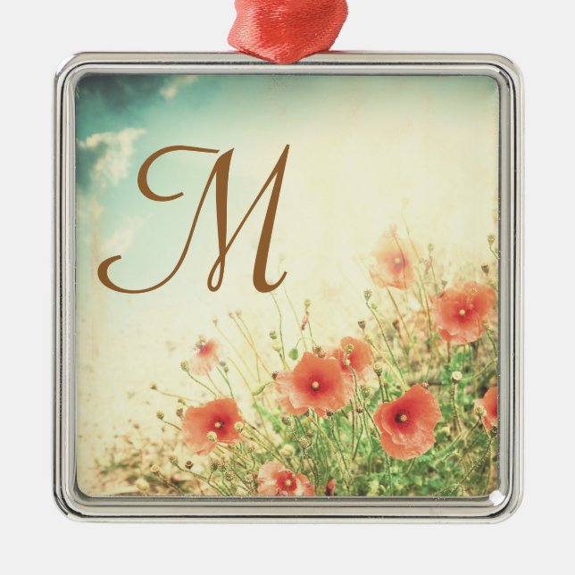 Rosa Vild Flowers Monogram Initial Ornament (Framsidan)