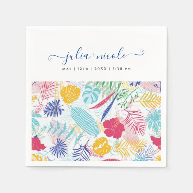 Rosa Vild Rain Forest Evergreen Bröllop Pappersservett (Framsidan)