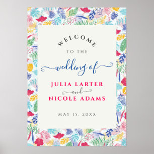 Rosa Vild Rain Forest Evergreen Bröllop Poster