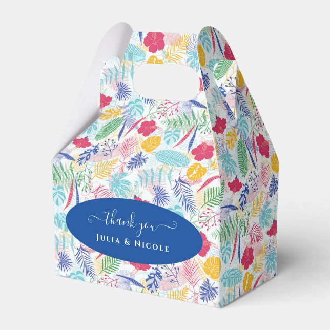 Rosa Vild Rain Forest Evergreen Bröllop Presentaskar (Framsidan Sidan)