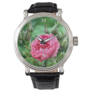 rosa vild ro-blommans blommigt armbandsur