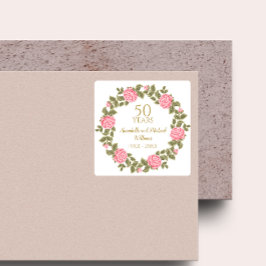 ROSA VILD RO Blommigt Garland 50 Bröllop Fyrkantigt Klistermärke