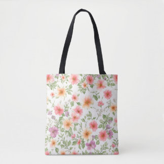 Rosa vild ro blommönster, boho tygkasse