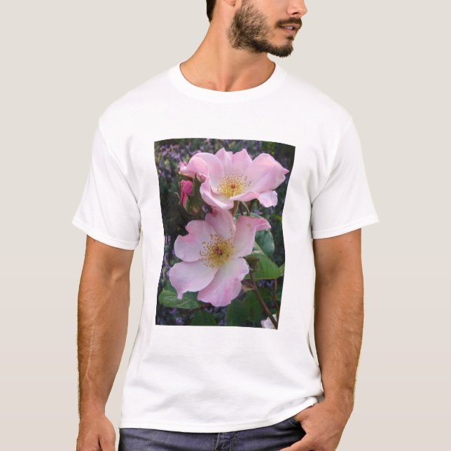 Rosa Vild Ro Flower blommigt Photo T Shirt (Framsida)