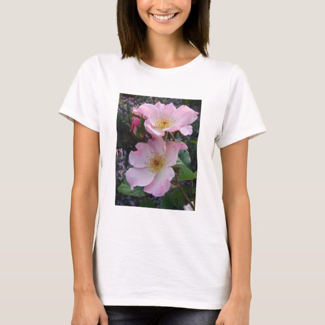 Rosa Vild Ro Flower blommigt Photo T Shirt (Framsida)