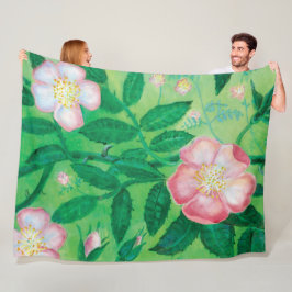 Rosa Vild Ro Illustration Fleecefilt