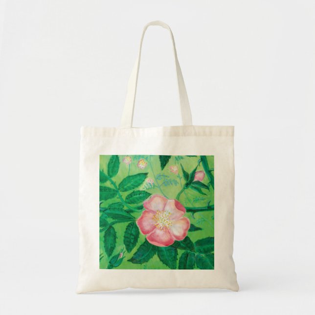 Rosa Vild Ro Illustration Tygkasse (Framsidan)