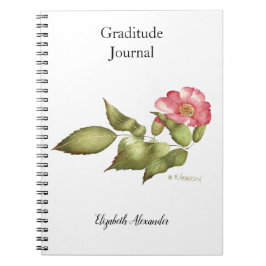 Rosa vild ro vattenfärgblomma anteckningsbok