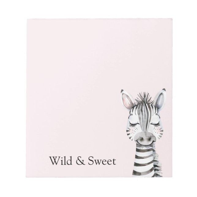 Rosa Vild & Söt Zebra Anteckningsblock (Framsida)