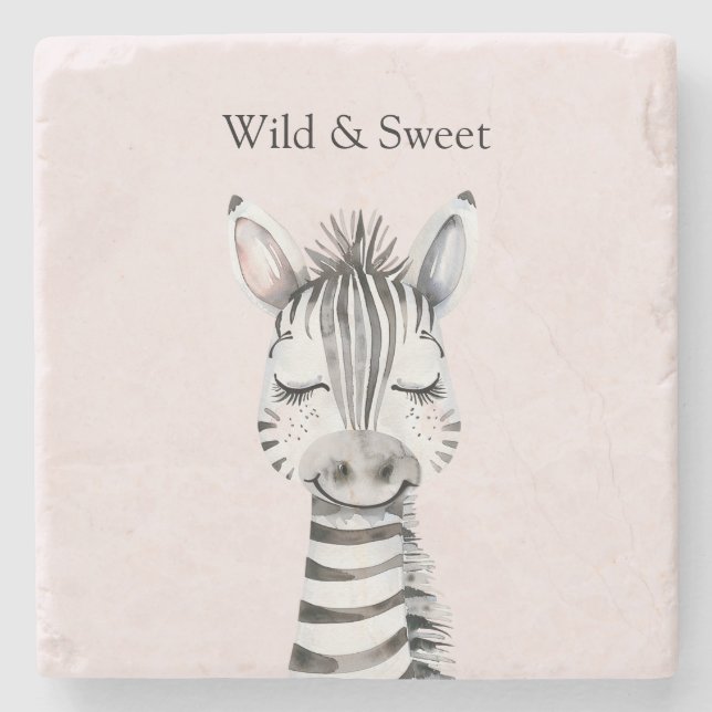 Rosa Vild & Söt Zebra Stenunderlägg (Framsidan)