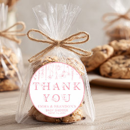 Rosa vilda blomma baby shower tack-klistermärken runt klistermärke