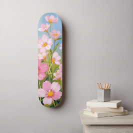Rosa vilda blommor | Akvarell blomster målade Mini Skateboard Bräda 18,5 Cm