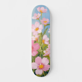 Rosa vilda blommor | Akvarell blomster målade Mini Skateboard Bräda 18,5 Cm