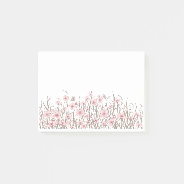 Rosa vilda blommor  post-it block (Framsida)