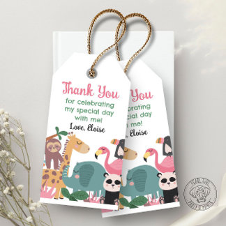 Rosa Vilda Djur Presentetikett