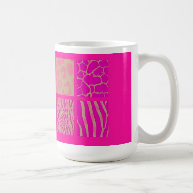 Rosa Vilda Djurpälsmönster Kaffemugg (Höger)