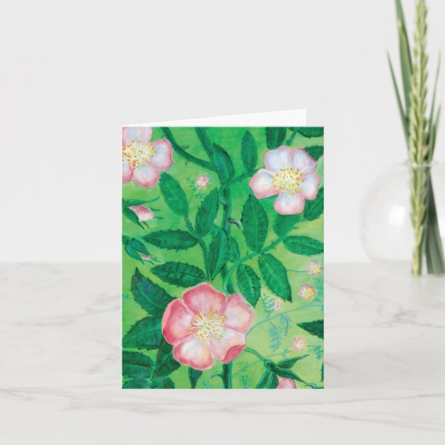 Rosa vilda rosor Blommor Hemlig trädgård Kort (Framsida)