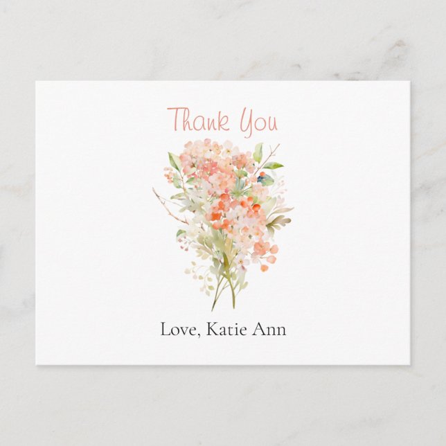 Rosa vildblomma akvarell blommor  vykort (Framsida)