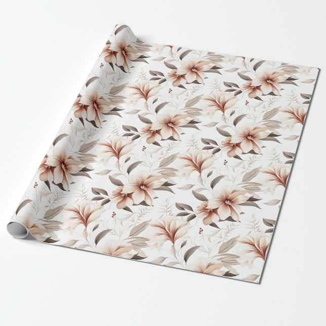 Rosa vildblomma akvarell presentpapper (Utrullad)