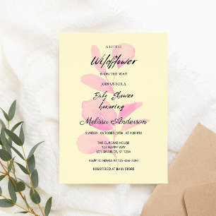 Rosa vildblomma baby shower inbjudan för flickor