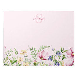 Rosa vildblomma blomster monogram anteckningsblock