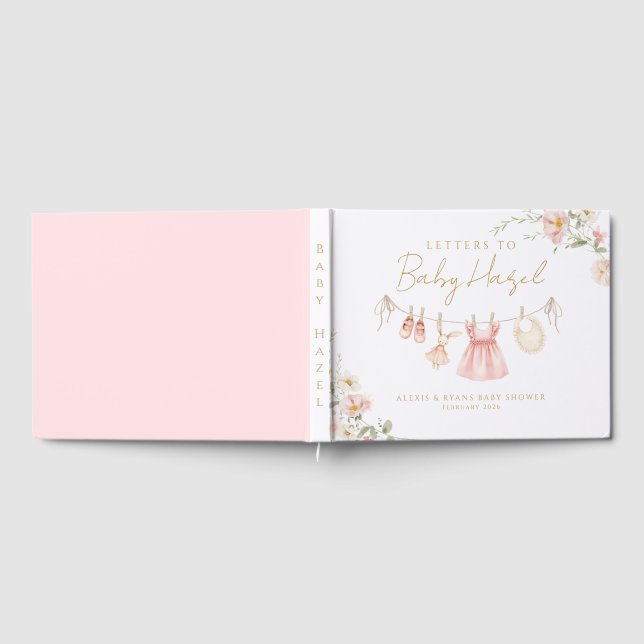 Rosa vildblomma Boho babykläder Baby Baby Shower Gästböcker (Full)