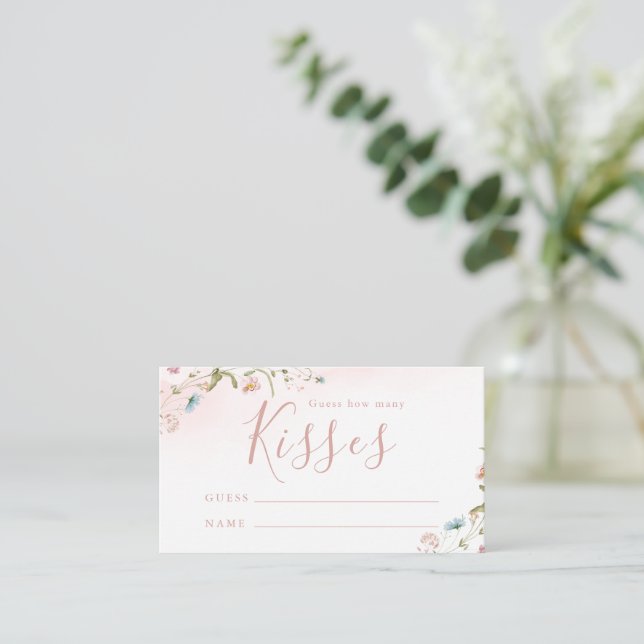 Rosa vildblomma boho gissa hur många kyssar spel tilläggskort (Stående Fram)