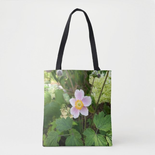 Rosa vildblomma-handväska | Botanisk blommig återa Tygkasse (Framsida)