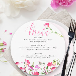 Rosa Vildblomma Snygg Bröllopsdusch Meny