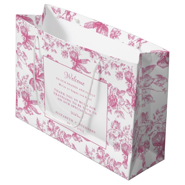 Rosa Vildblomma Te Bröllopsgäst Välkomstpåse (Framsidan Vinklad)
