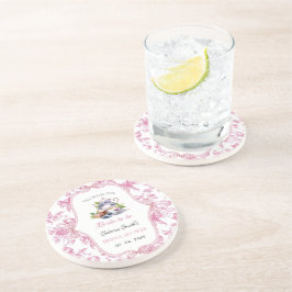 Rosa vildblomma Te-partaj Bröllopsdusch Inbjudan Underlägg