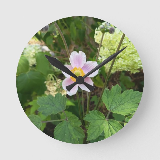 Rosa vildblomma väggur | Botanisk blommig heminred (Framsida)