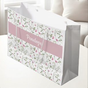 Rosa vildblomma vattenfärg monogramnamn