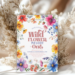Rosa vildblomma Wild One 1-års inbjudan