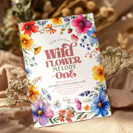 Rosa vildblomma Wild One 1-års inbjudan