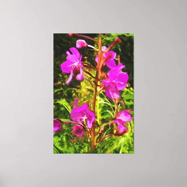 Rosa vildblommaabstrakt för alaskabo Fireweed Canvastryck (Framsida)