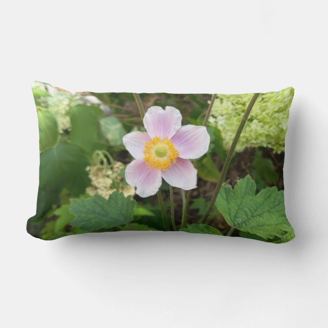 Rosa vildblommans kastkudde | Botaniskt blommotiv Lumbarkudde (Framsida)