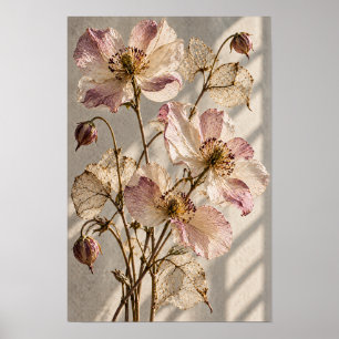 Rosa Vildblommor Och Genomskinliga Blad Bota Poster