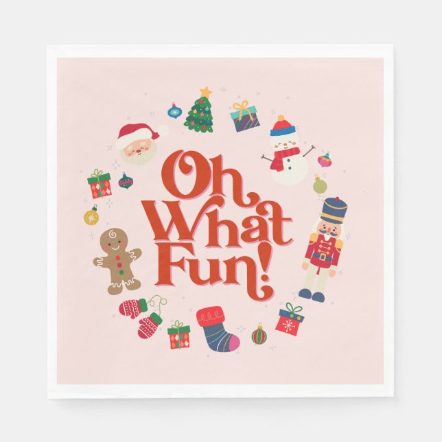 Rosa Vilken Roligt vid julafton Bord Dekor Pappersservett (Framsidan)