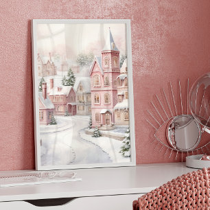 Rosa Village jul Wonderland Snö Poster