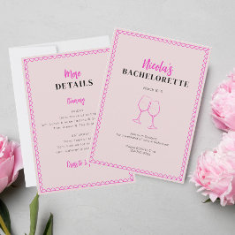 Rosa Vin Bachelorette-partiets inbjudan till konti