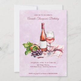 Rosa Vin födelsedag Inbjudningar