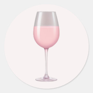 Rosa Vin Glass Emoji Art Runt Klistermärke