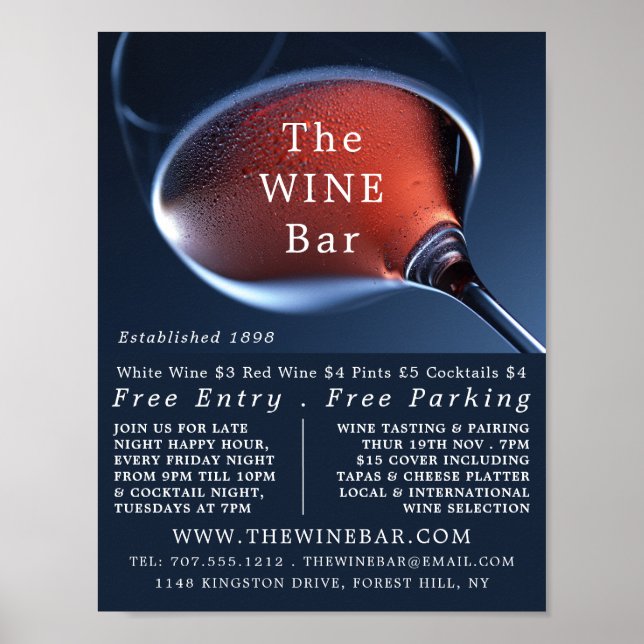 Rosa Vin Glass, Vin Pub/Winery Advertising Poster (Framsidan)
